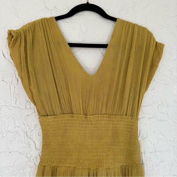 FREE PEOPLE Jen’s Private Booty Olivia Jumpsuit Size Small Gauzy Boho Yellow - Picture 8 of 13
